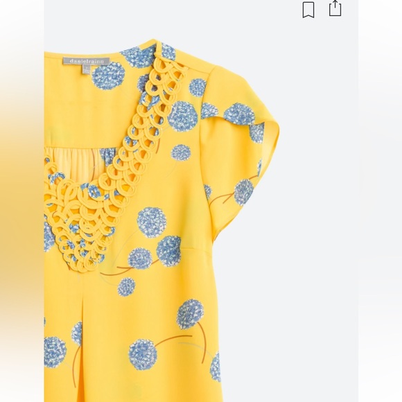 DANIEL RAINN Nayeli Crochet Detail Yellow Blouse Like New Sz L - Picture 6 of 10